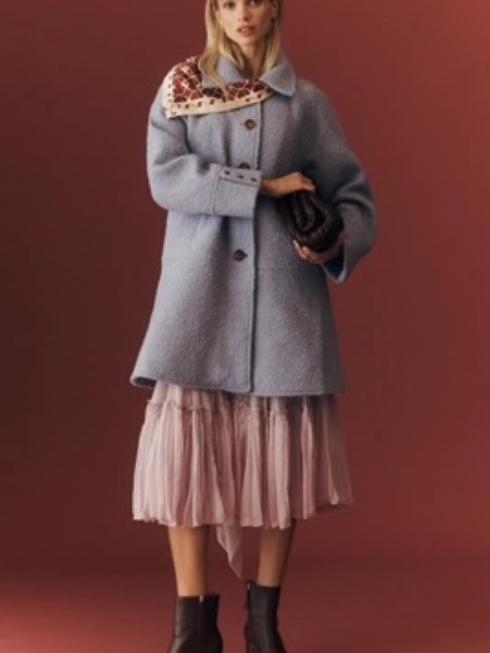 Anthropologie Lavender Bouclé Trench Coat